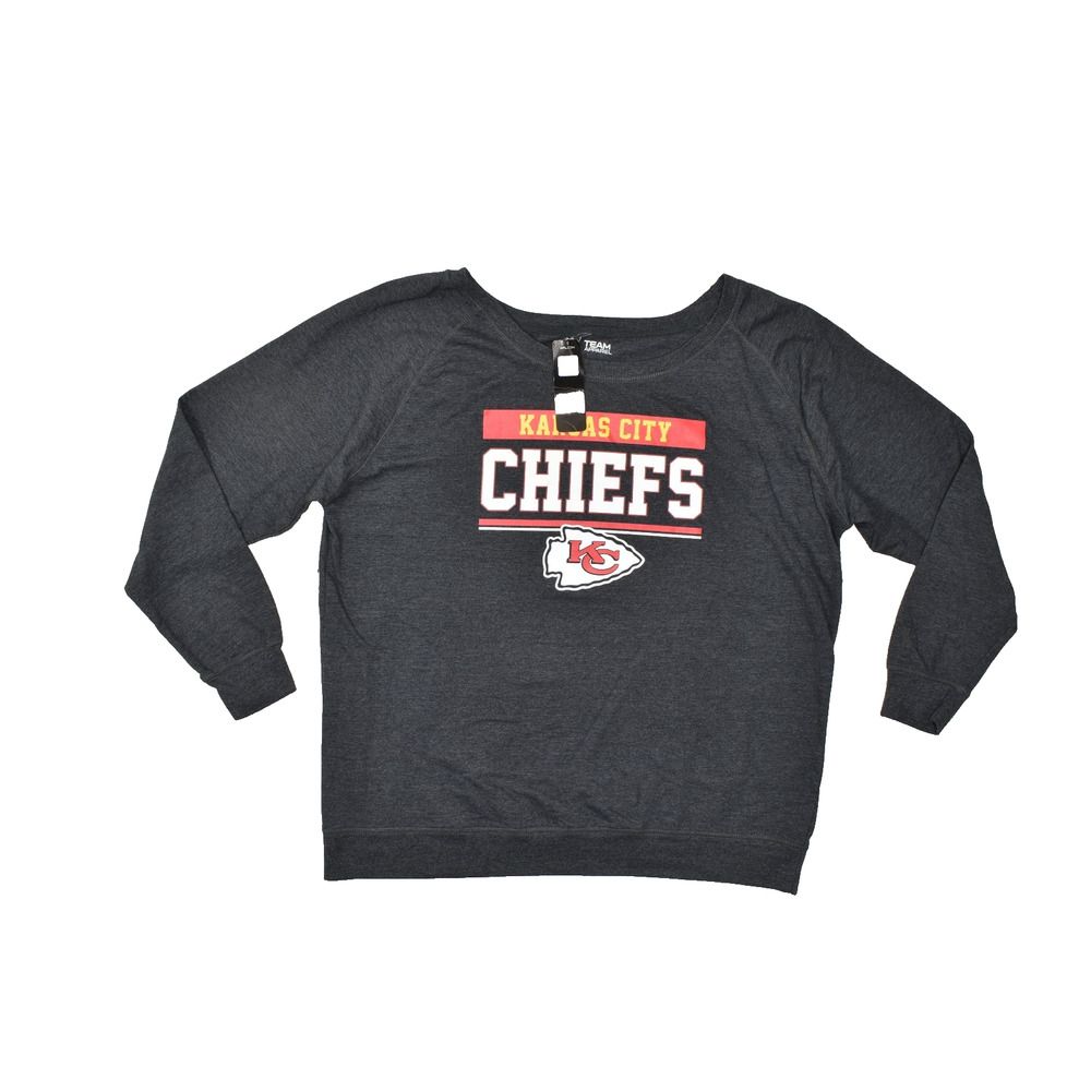 NFL Kansas City Chiefs Gray Long Sleeve Pullover Sweatshirt Plus Size 4XW Cotton